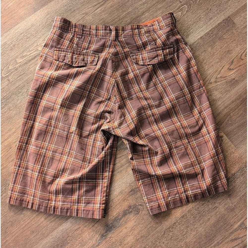 Ecko Unltd Men's Shorts Orange Brown Sz 36 Plaid Bermuda Cotton 11" Outdoor - Picture 11 of 16